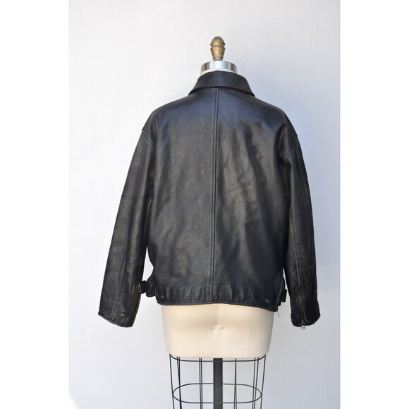 Vintage Black Leather Motorcycle Jacket - Biker Mens - Edwin Company M - Picture 7 of 10